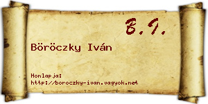 Böröczky Iván névjegykártya